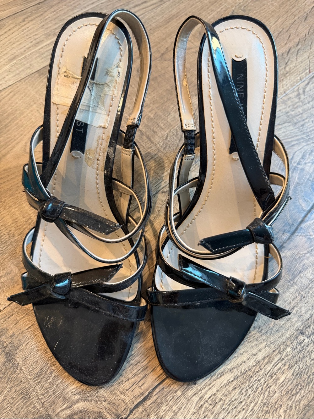 Nine West Black Patent Multi-Strap Slingback Heels